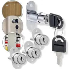 Kit 4 Fechadura Pressão 22mm Pino Avanço Porta Correr Segredo Variado Chaves Armário Tranca Basculante Gaveta Cromado