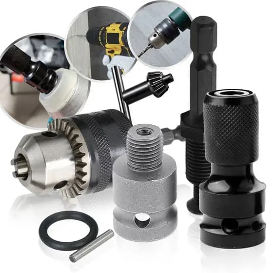 Kit Mandril com Chave 1/2 Pol + 3 Haste Soquete Adaptador Sextavado Chave de Impacto Rosca para Parafusadeira Furadeira
