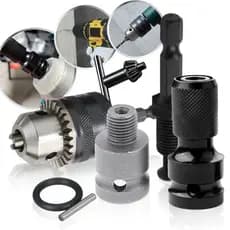 Kit Mandril com Chave 1/2 Pol + 3 Haste Soquete Adaptador Sextavado Chave de Impacto Rosca para Parafusadeira Furadeira