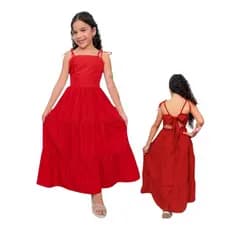 Vestido longo liso alça amarração infantil e juvenil para crianças e adolescentes estilosas