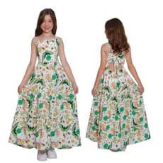 Vestido longo juvenil estampa farm para lindas adolescentes estilosas