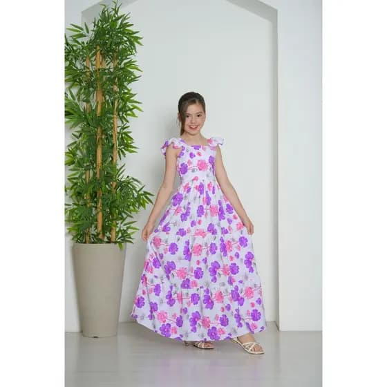 Vestido menina infantil e juvenil floral e farme para adolescentes