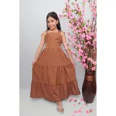 Vestido longo liso laço três Marias juvenil