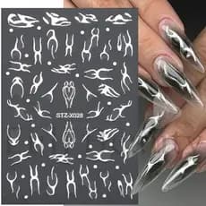 Adesivos De Manicure Retro Linha 3D Prata Irregular