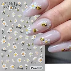 Adesivos para unhas Manicure unhas Adesivos para unhas Daisy Daisy Flower Micro-Carved Daisy Flower Butterfly Girassol