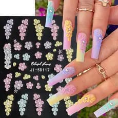 Decalques de Manicure em relevo estilo japonês flor de cinco pétalas borboleta 5D adesivos