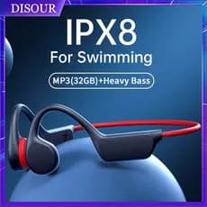DISOUR Fones De Ouvido De Condução Óssea Bluetooth Sem Fio IPX8 MP3 Player À Prova D'água Com Microfone Especiais Para Natação E Mergulho