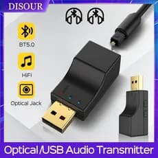 DISOUR USB Óptico Bluetooth Transmissor De Áudio Baixa Latência Música Estéreo Duplo Fluxo Multiponto Adaptador Sem Fio Para TV PC PS4/3 Xbox