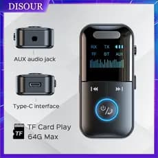DISOUR Transmissor Receptor Bluetooth 5.4 AUX TF De 3.5mm Reprodução De Placa De Áudio HiFi Sem Fio Com Visor Digital LED Microfone Porta De Carregamento Tipo C Para TV PC Altifalante De Carro