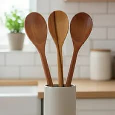 Kit 3 Colher de Pau Cabo Resistente Madeira Para Cozinhar Trio PMG Utensílio Cozinha Promoção mais vendido