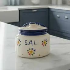 Saleiro Grande Decorado Em Cerâmica Esmaltada Louça Porta Sal Cozinha Promoção mais vendido