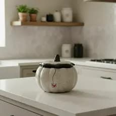 Abóbora Moranga de Cerâmica Decorada Esmaltada Para Servir Pratos Decoração Cozinha