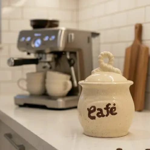 Pote Mantimento De Café Em Cerâmica Esmaltada PIntura à Mão Decoração Cozinha Promoção mais vendido