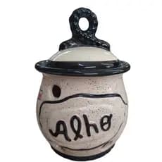 Porta Alho Laço Cerâmica Esmaltada Alheiro Decorado Pintura a Mão Decoração Cozinha Promoção mais vendido
