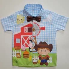 Camisa temática fazendinha (gravata ilustrativa)  - festa, evento, aniversário
