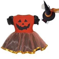 Vestido Bruxinha Halloween Merversário - Fantasia Festa - Bebê
