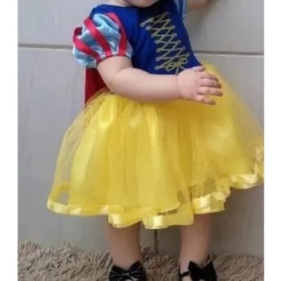 Vestido Branca de Neve Mesversário/Aniversário  - Fantasia - 1 mês a 7 anos/ festa