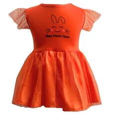 Vestido Coelhinha Primeira Páscoa Laranja - Mesversário - Fantasia Festa - Bebê