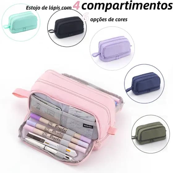 4 Compartimento Estojo Para Lápis Caso/Bolsa Para Cosméticos/Penil Case Escola Estudante Lápis Casos Estacionária