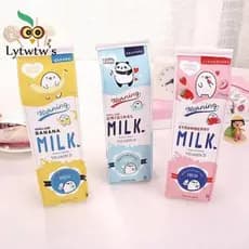 1 Pçs Bonito Kawaii Cosméticos Manhã Garrafa De Leite Couro Do Plutônio Lápis Caso Saco Caixa Escola Material De Escritó