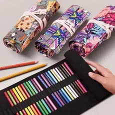 36/48/72 Buraco Rolo Caneta Cortina Dobrável Lápis Caso Multifuncional Saco Colorido Titular Papelaria Material Escolar