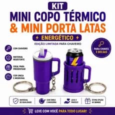 Kit 2 Chaveiros Mini Copo Térmico + Mini Caneca Porta Energético Coloridos Presente Criativo