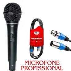 Microfone Dinâmico Profissional Mxt M-k1 Metal Fio 3m Od 5mm Cor Preto + Cabo Mxt P/ Microfone  Balanceado Dmx Xlr Canon