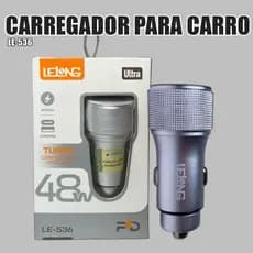 Carregador Veicular Turbo Lelong LE-536 Ultra 48W | 2 Portas USB + Tipo-C