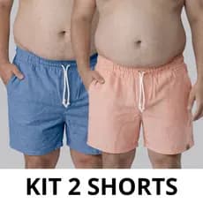 KIT 2 Short Linho Plus Size Masculino, Bermuda grande modelo Mauricinho casual