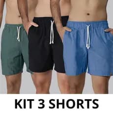 KIT 3 Short Linho Masculino, Bermuda Modelo Mauricinho