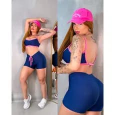 Conjunto CRoss II Short com Cordinha e Top cross Costa Nua academia fitness tiktok