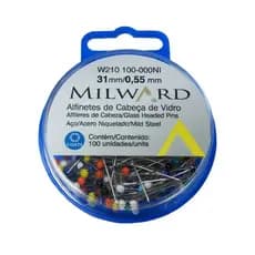 Alfinetes Cabeça de Vidro Coats Corrente - 100 Unidades - ORIGINAL