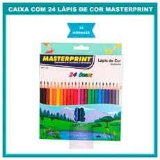 Lápis de Cor Masterprint 24 Cores Escolar Formato sextavado Ponta resistente Não tóxico Volta aulas