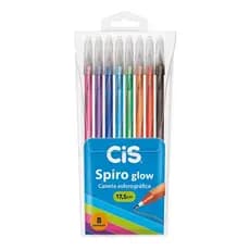 Caneta Esferográfica Cis 0.7 Spiro Glow Embalagem 8 Unidades