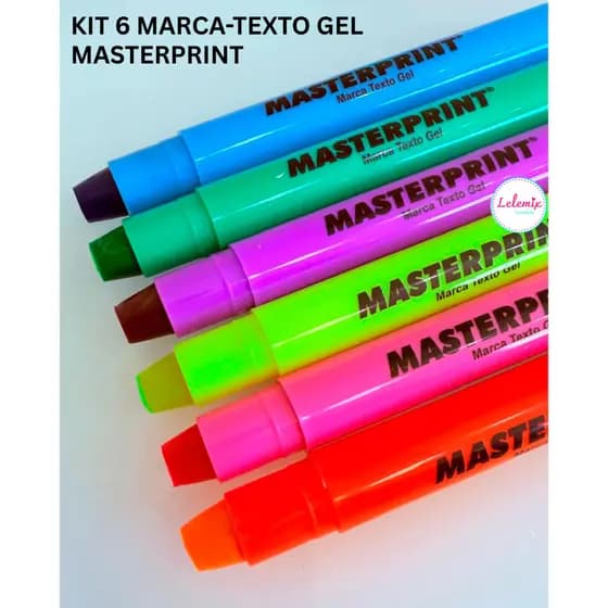 Kit 6 Canetas Marca Texto em Gel Masterprint Não Mancha Ideal para Bíblia Vade Mecum e Estudos
