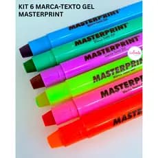Kit 6 Canetas Marca Texto em Gel Masterprint Não Mancha Ideal para Bíblia Vade Mecum e Estudos