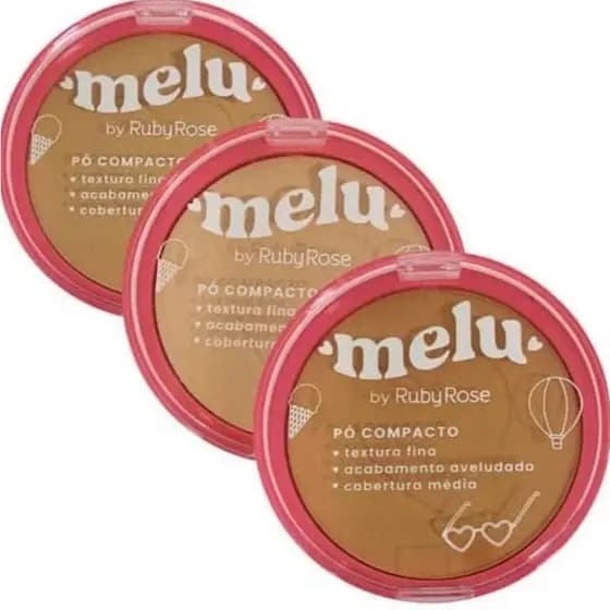 Pó Compacto Melu  Acabamento Aveludado e Natural pó facial leve pó compacto matte