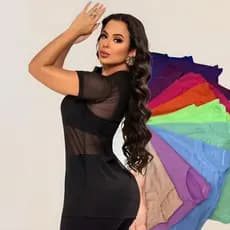 Kit Academia Com 5 Blusas Feminina de Tule Transparente