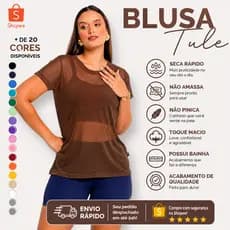 Blusa De Tule Transparente Academia Moda Fitnes