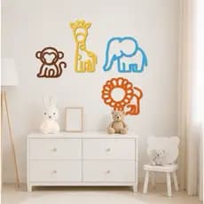 Kit quadros Safari quarto bebê | Decoração quarto bebê | Quadrinhos colante