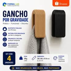 Kit 4 Ganchos suporte toalha | Gancho suporte cozinha | Suporte por gravidade