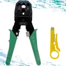 Alicate de Crimpar RJ45/RJ12RJ11 Terminal com Descascador Lamina de Corte e Desencapador para Cabo de Rede Internet Lan