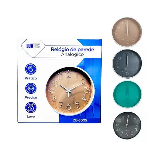 Relógio De Parede Analógico Sala Cozinha Grande Silencioso Decorativo Moderno Luatek - ZB 3005