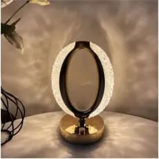 Luminária de Mesa Lâmpada OVAL de Quarto Luxuosa Cristal Acrílico 3 Tons de Led