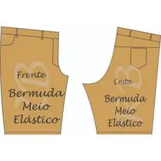 Molde de bermuda masculina  com cos na frente e elastico atrás, modelagem de bermuda masculina em papel Kraft 80 gr.