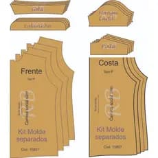 Kit Molde de camisa, modelagem de camisa social modelo Slim, em papel Kraft 80 gr.