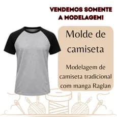 Molde de camiseta manga raglan, Modelagem de camiseta manga raglan em papel semi kraft