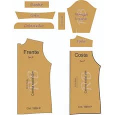 Molde de camisa Slim manga longa com Pala nas costa , modelagem de camisa slim  em papel semi kraft