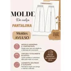 Molde de calça pantalona em cintura elástica, modelagem de calça pantalona em papel kraft