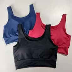 KIT 2 top com bojo removível tecido duplo cós largo academia ref. 866 cropped fitness